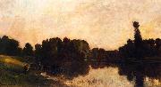 Charles-Francois Daubigny Daybreak, Oise Ile de Vaux oil